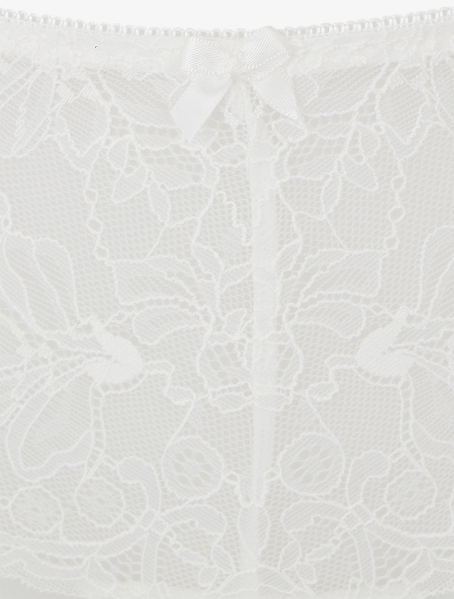 DIANE | Ensemble lingerie style corset à dentelle fleurie - Blanc