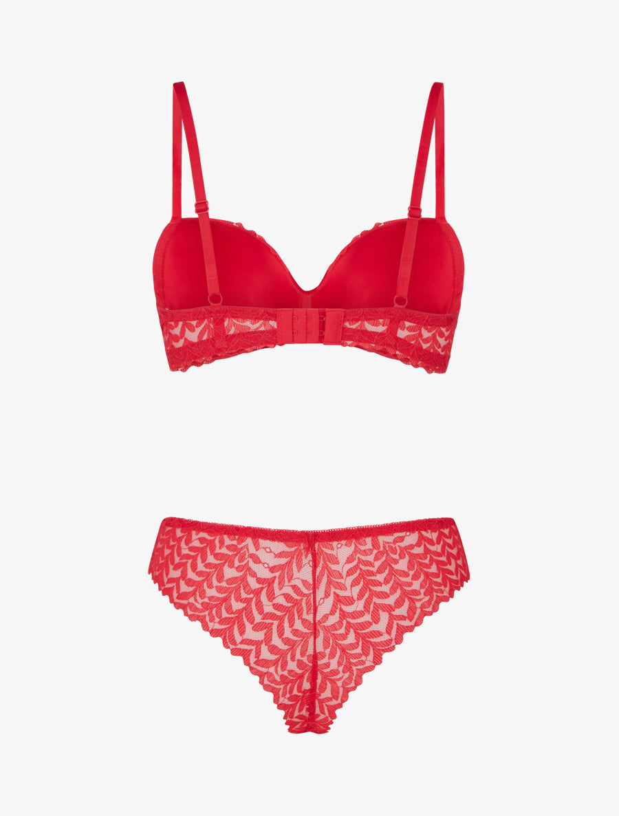 ESTELLE | Ensemble lingerie à bijou coeurs - Rouge