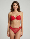 ESTELLE | Ensemble lingerie à bijou coeurs - Rouge