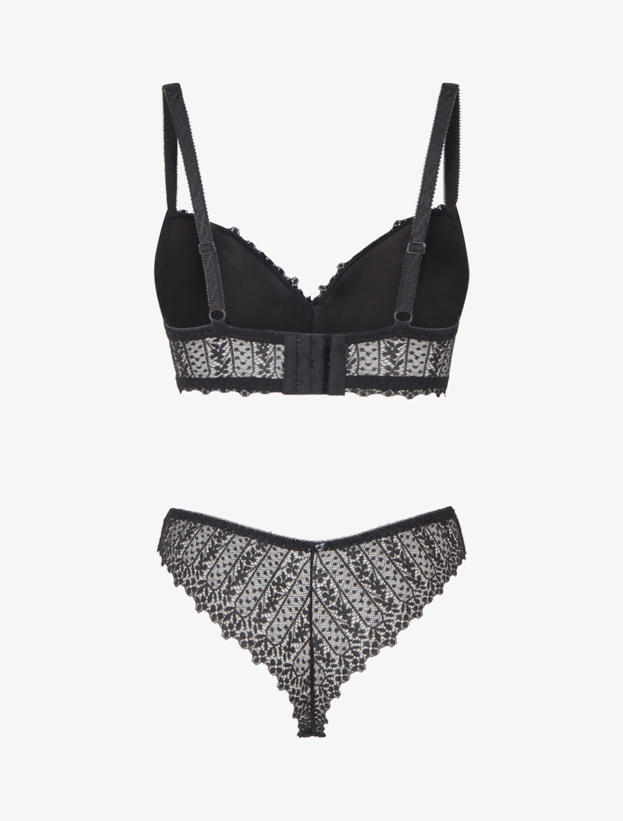 ÉLIANE | Ensemble lingerie en dentelle fantaisie - Noir