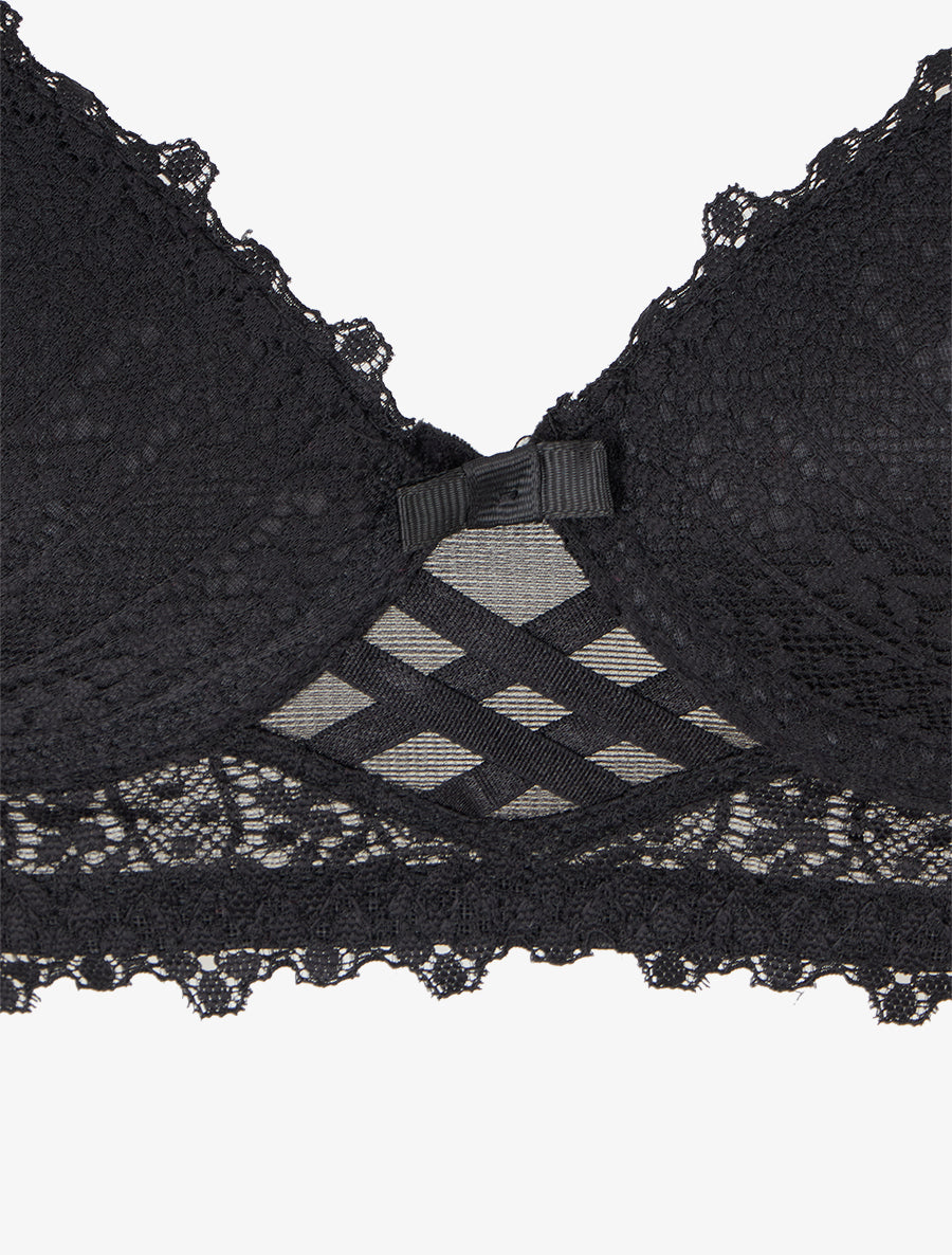 ÉLIANE | Ensemble lingerie en dentelle fantaisie - Noir