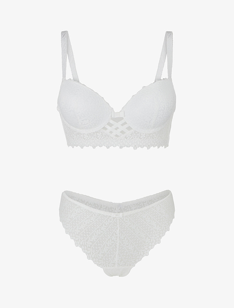 ÉLIANE | Ensemble lingerie en dentelle fantaisie - Blanc