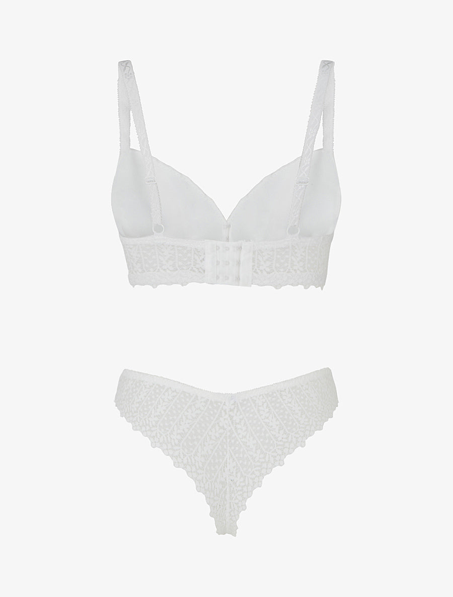 ÉLIANE | Ensemble lingerie en dentelle fantaisie - Blanc
