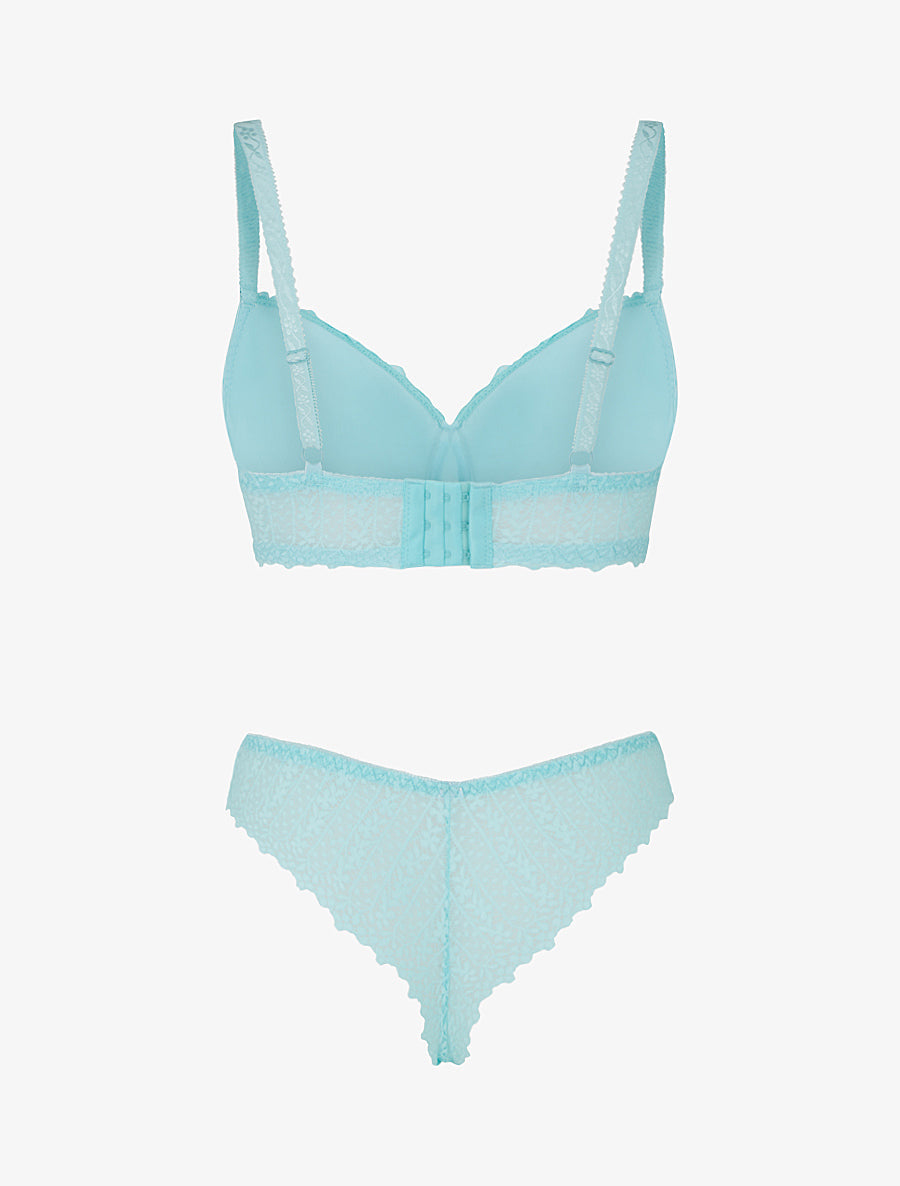 ÉLIANE | Ensemble lingerie en dentelle fantaisie - Turquoise