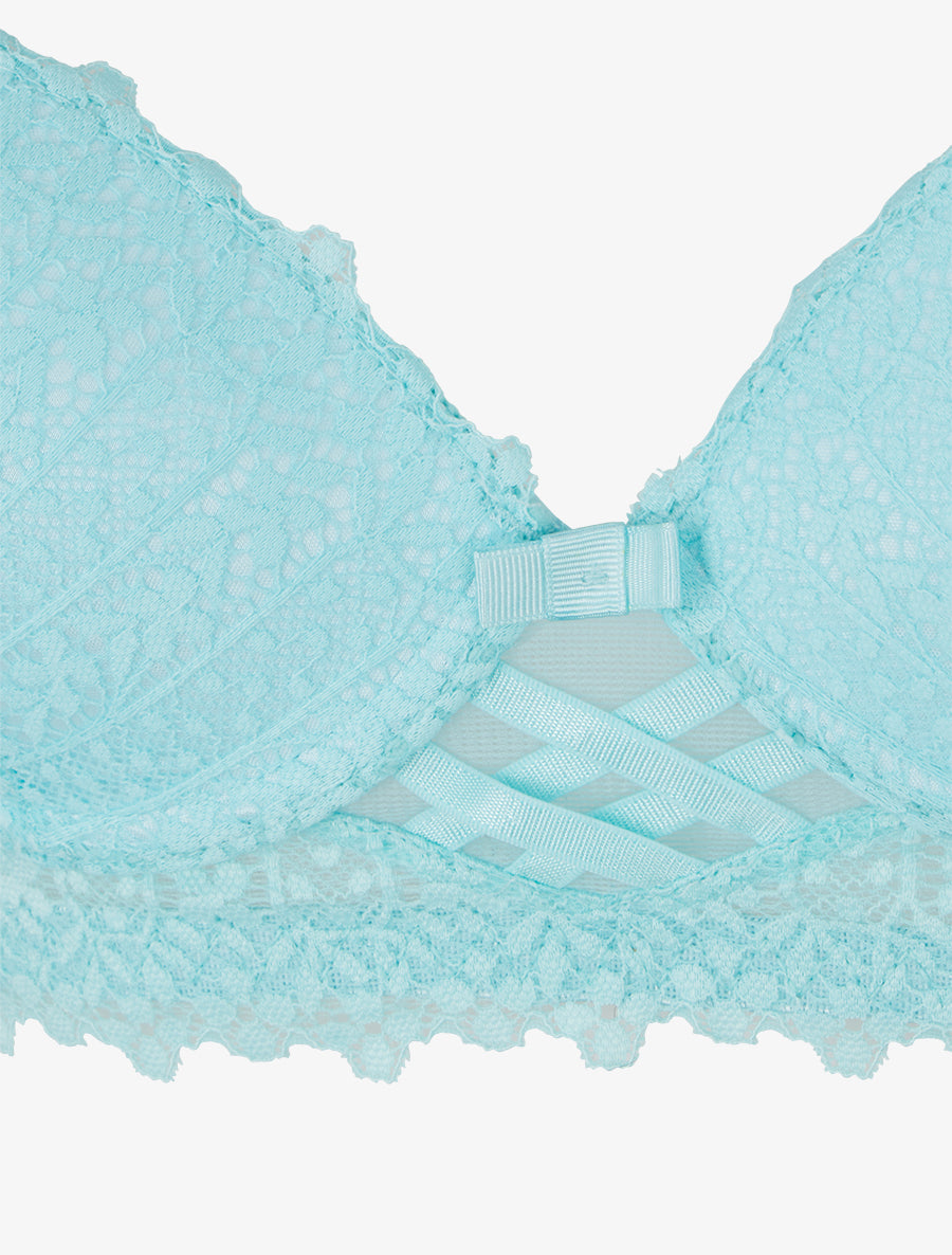 ÉLIANE | Ensemble lingerie en dentelle fantaisie - Turquoise