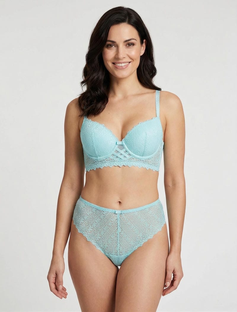 ÉLIANE | Ensemble lingerie en dentelle fantaisie - Turquoise