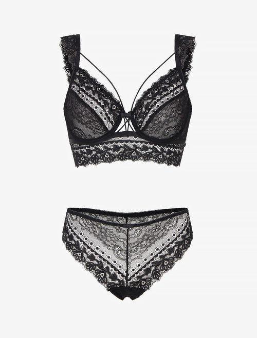 ARLETTE | Ensemble lingerie en dentelle à liens - Noir (bis)