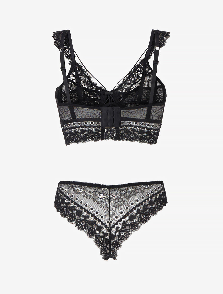 ARLETTE | Ensemble lingerie en dentelle à liens - Noir (bis)
