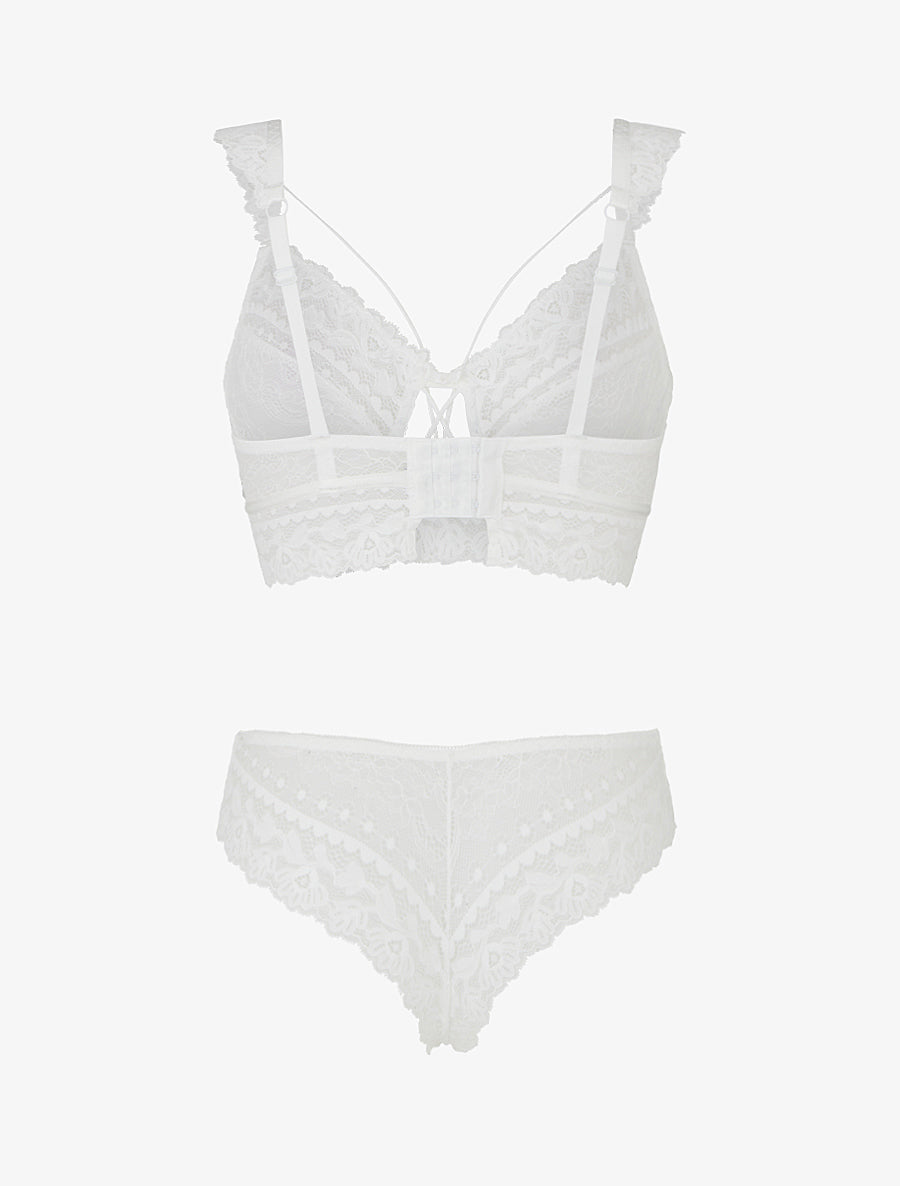 ARLETTE | Ensemble lingerie en dentelle à liens - Blanc