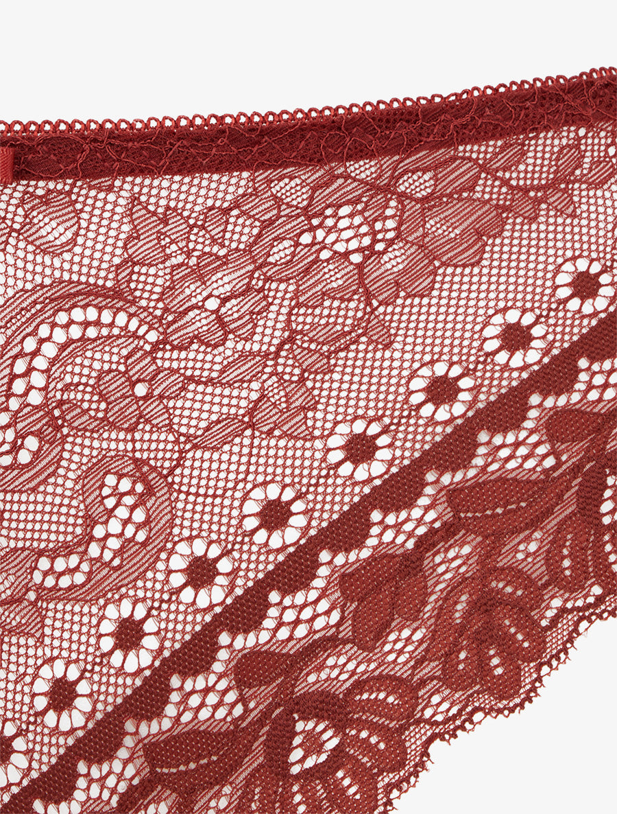 ARLETTE | Ensemble lingerie en dentelle à liens - Terracotta