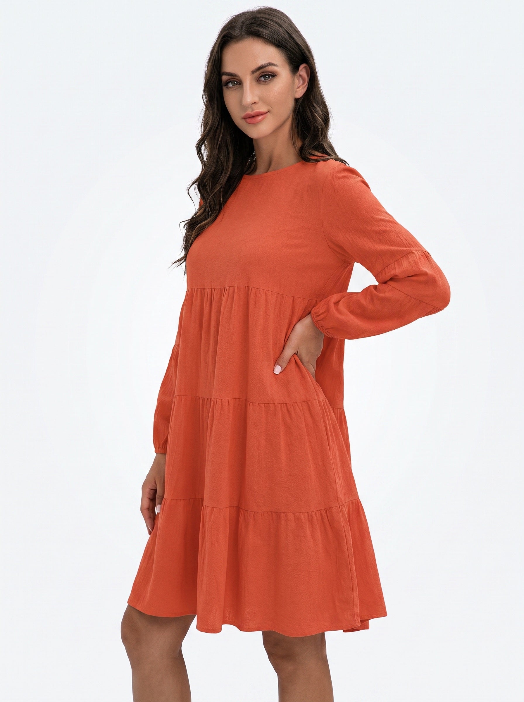 CÉLESTE | Robe à manches ballon, découpe et volants étagés