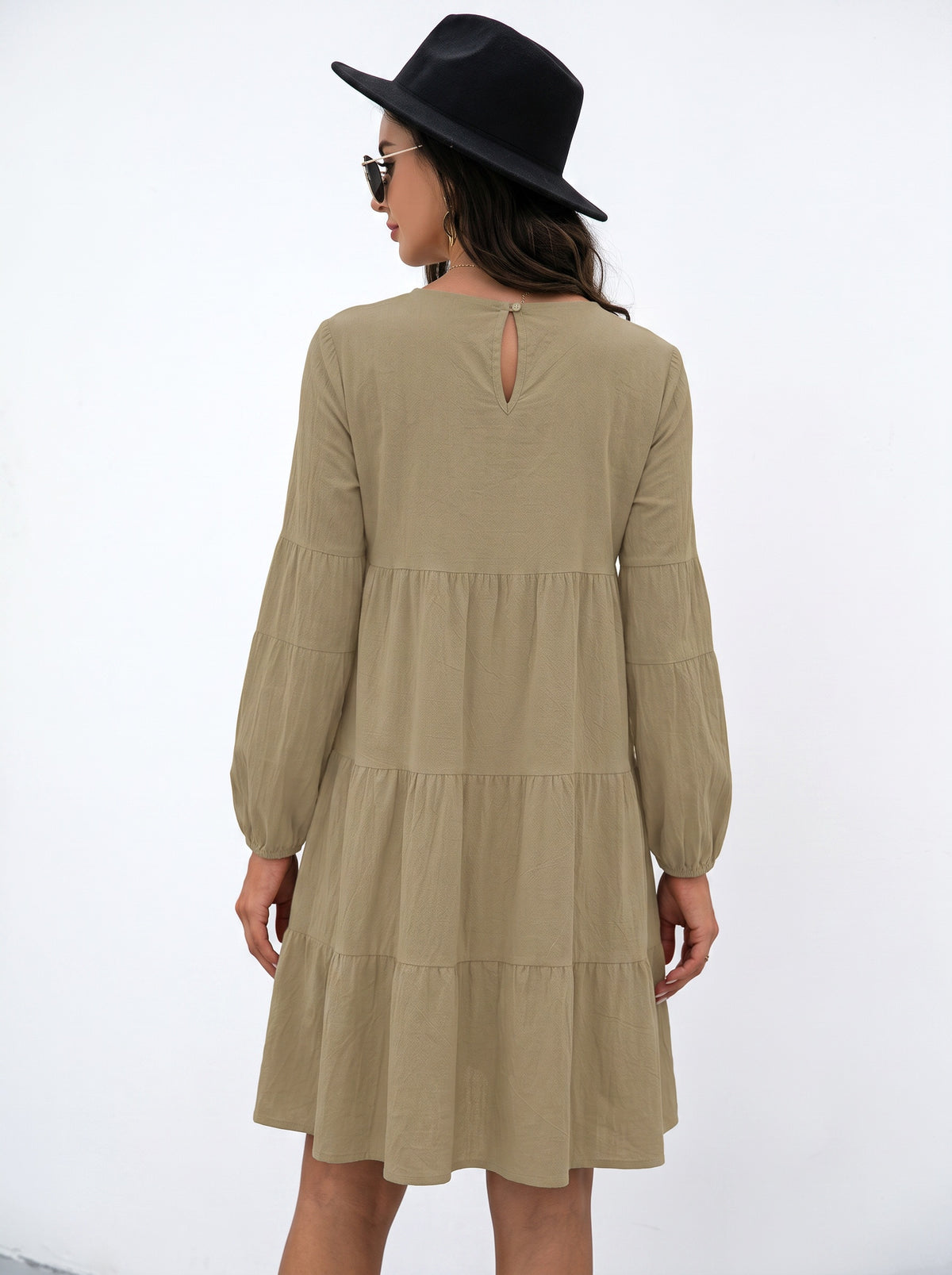 CÉLESTE | Robe à manches ballon, découpe et volants étagés