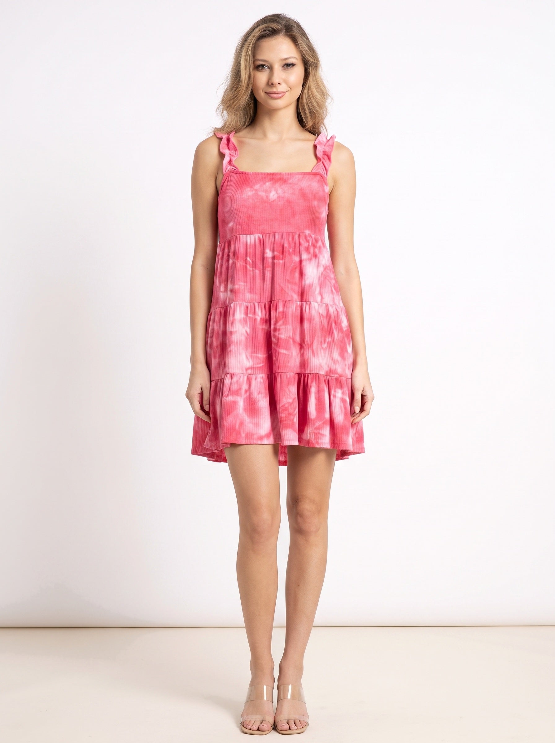 MALIBU | Robe en maille tie-dye à volant