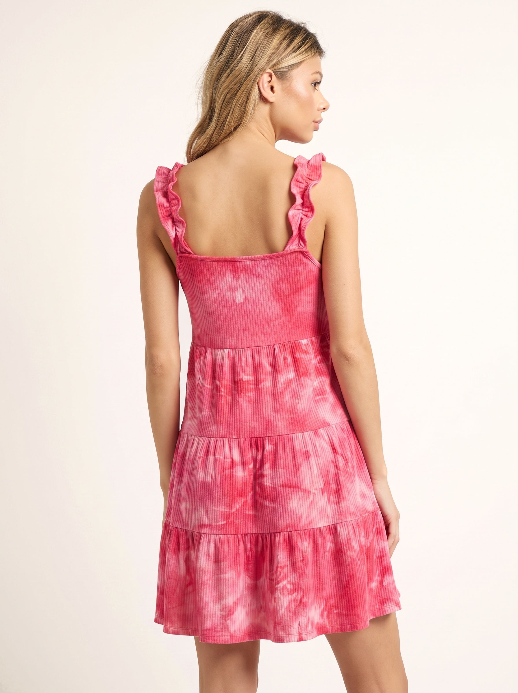 MALIBU | Robe en maille tie-dye à volant