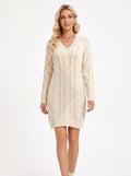 CHARLOTTE | Robe pull courte en maille torsadée, col V