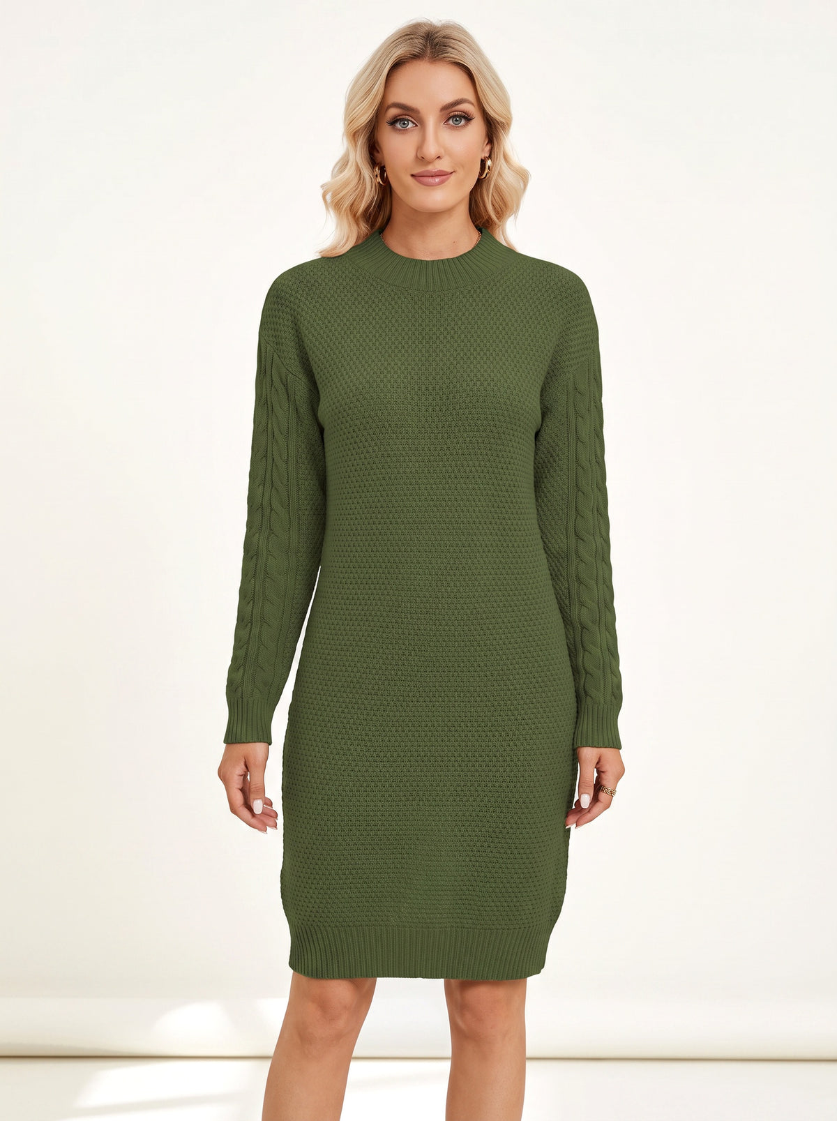 CHARLOTTE | Robe pull courte en maille torsadée, col V