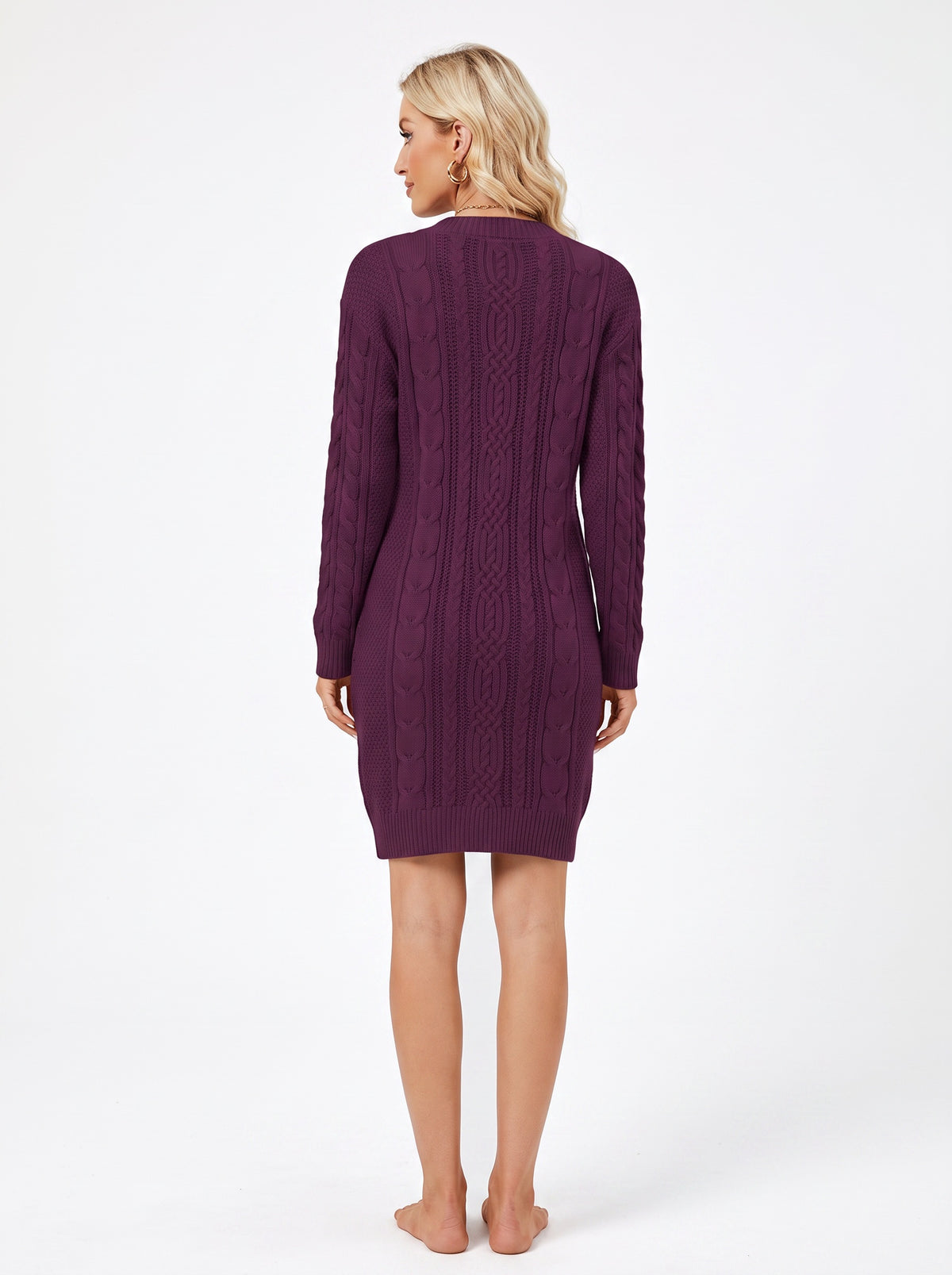 CHARLOTTE | Robe pull courte en maille torsadée, col V