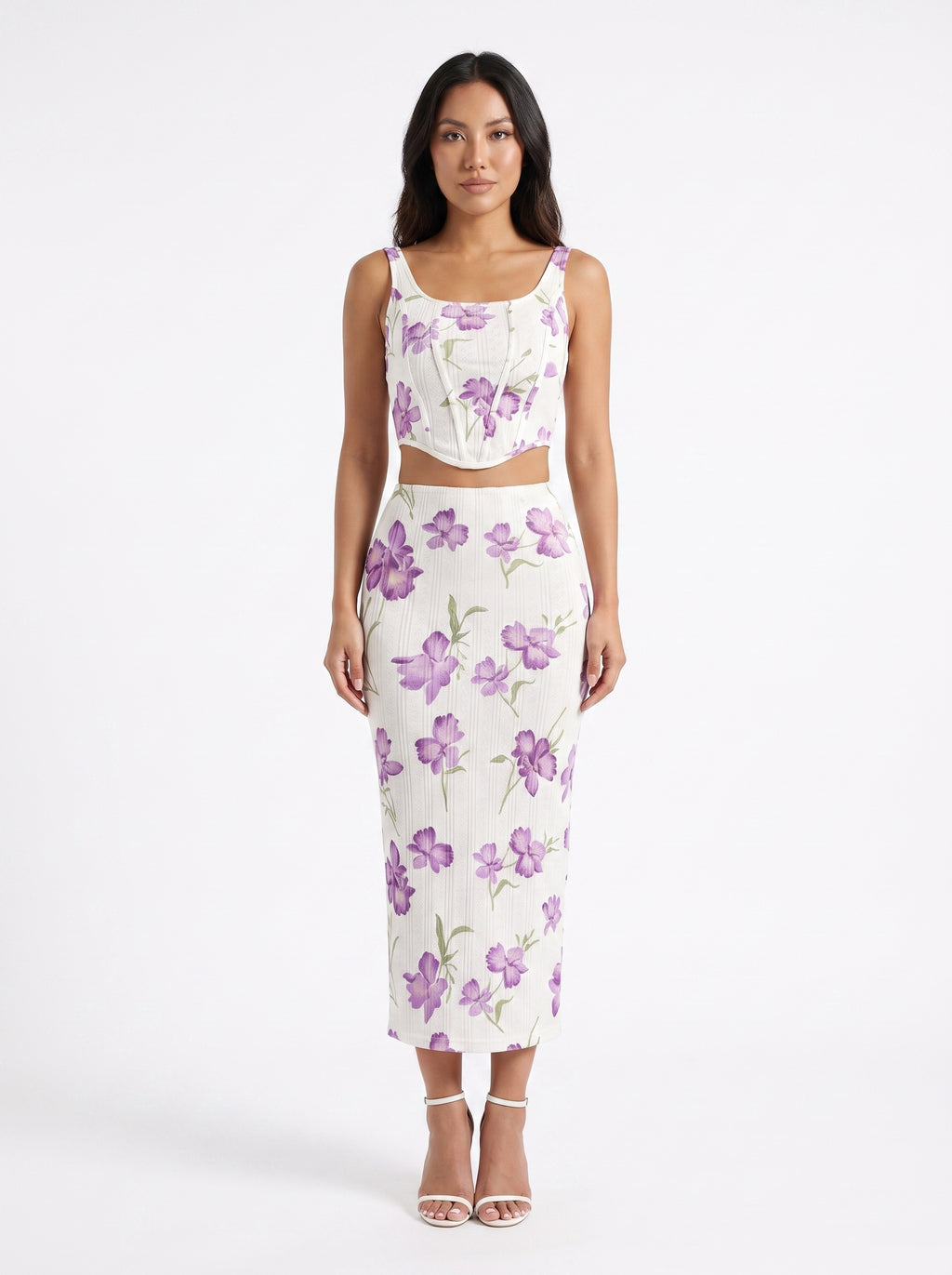 CAPRI | Ensemble top fleuri et jupe moulante