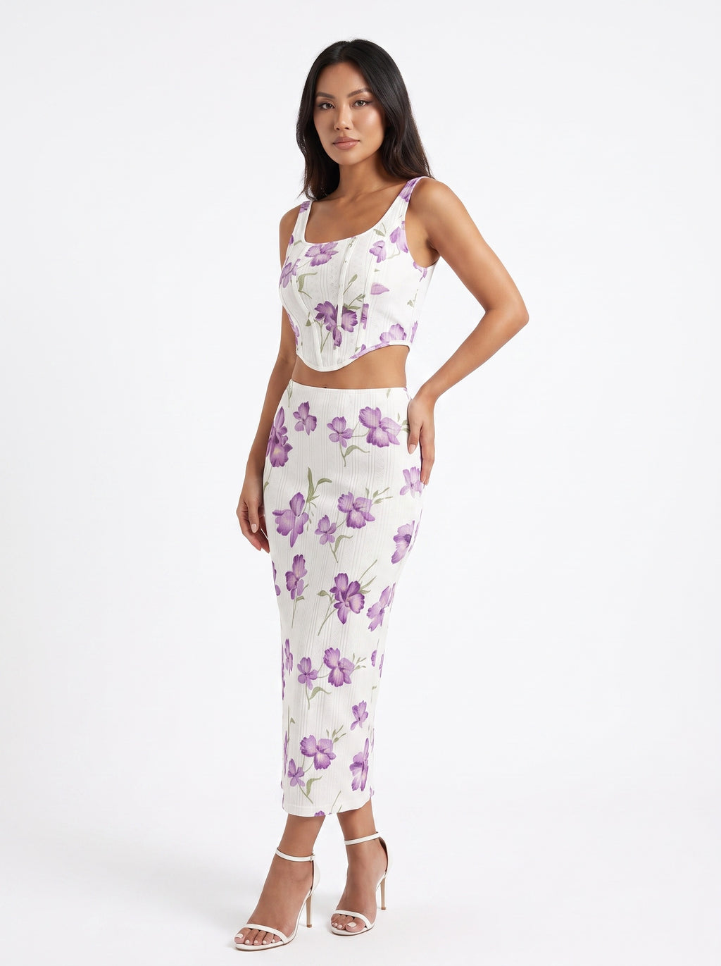 CAPRI | Ensemble top fleuri et jupe moulante