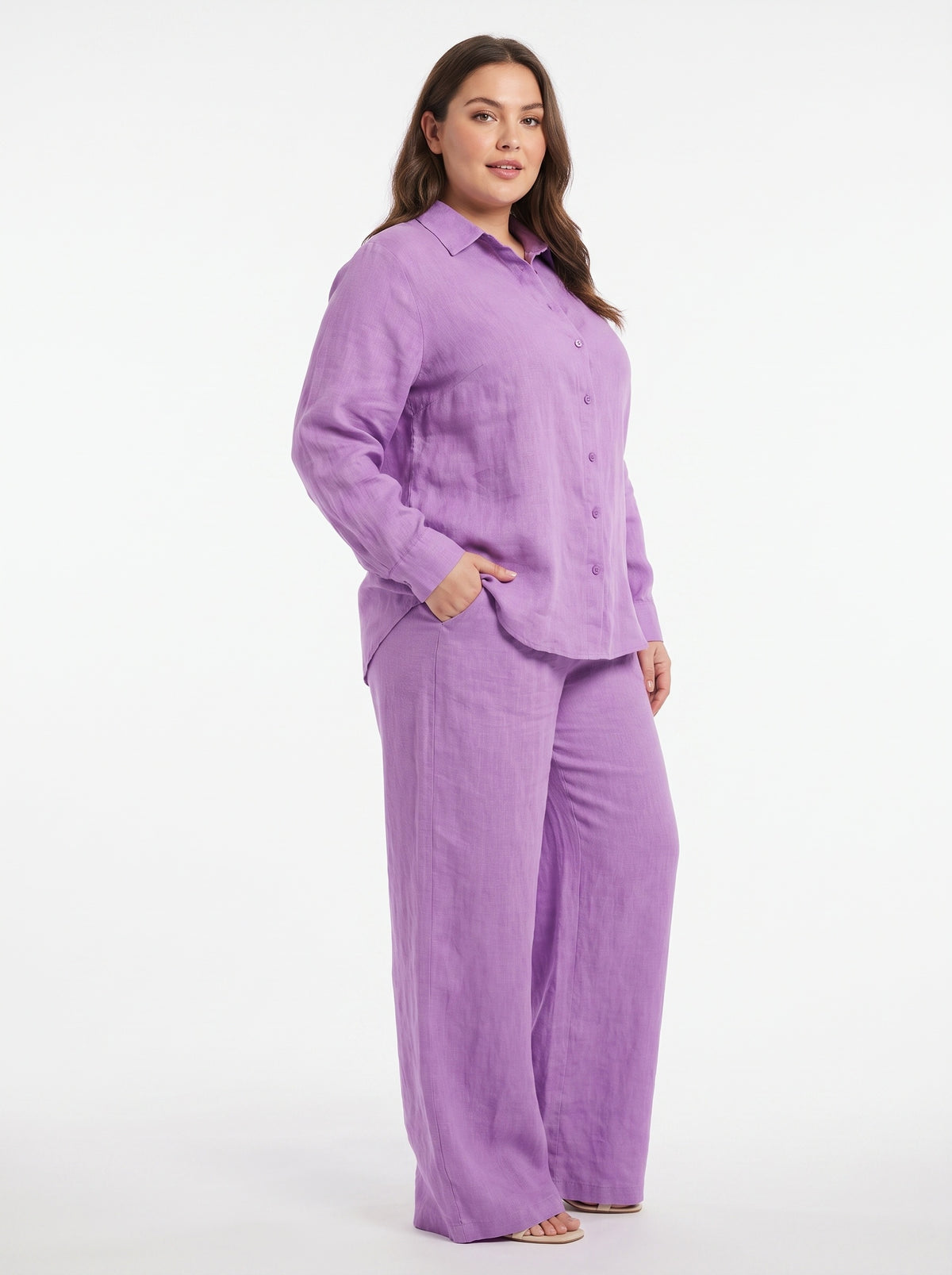 FLORENCE | Ensemble chemise manches longues et pantalon, grande taille