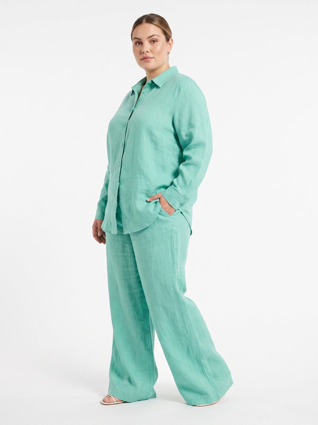 FLORENCE | Ensemble chemise manches longues et pantalon, grande taille
