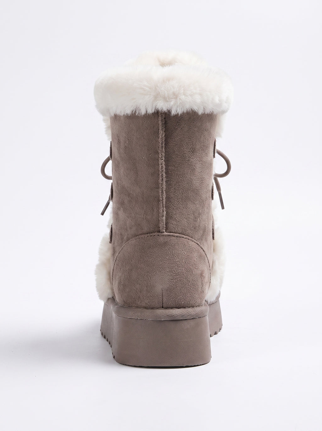 ASPEN | Bottines à plateforme et lacets, bordure fausse fourrure