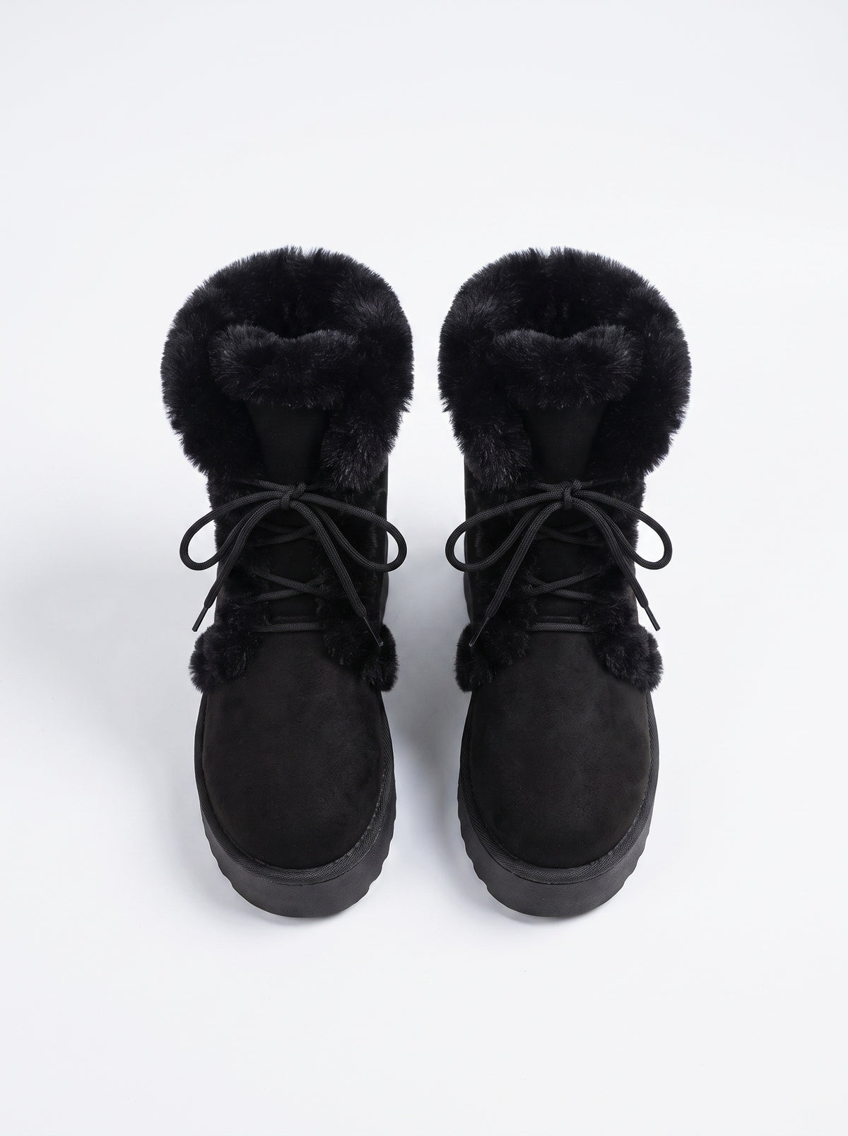 ASPEN | Bottines à plateforme et lacets, bordure fausse fourrure