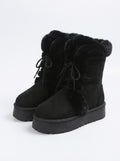 ASPEN | Bottines à plateforme et lacets, bordure fausse fourrure