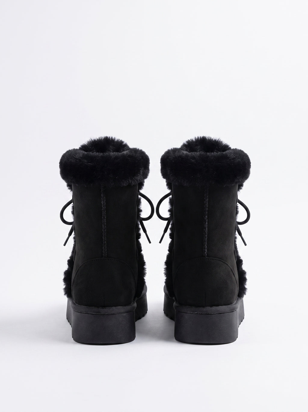 ASPEN | Bottines à plateforme et lacets, bordure fausse fourrure