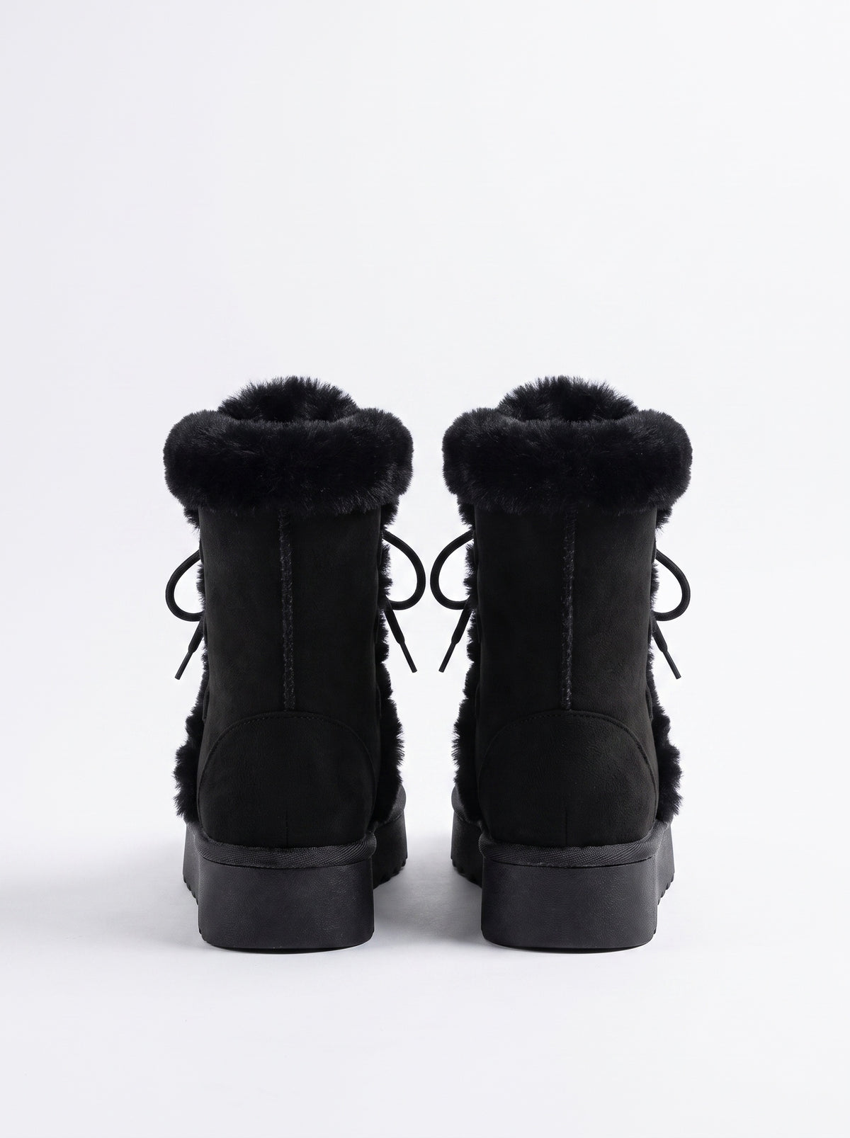 ASPEN | Bottines à plateforme et lacets, bordure fausse fourrure