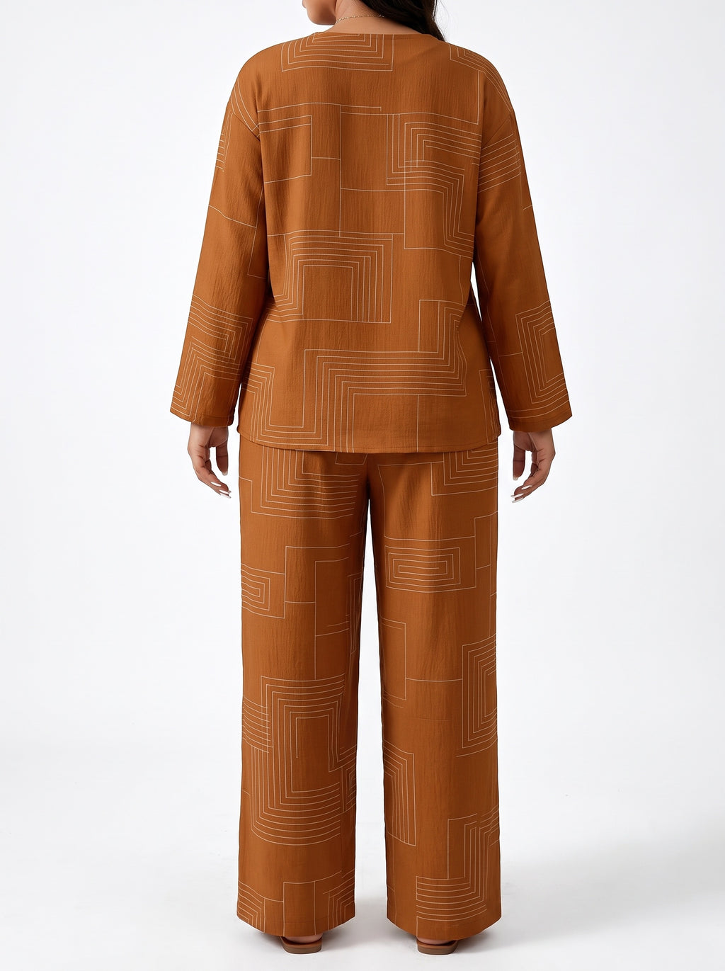 CASSIS | Ensemble ample top et pantalon, imprimé géométrique