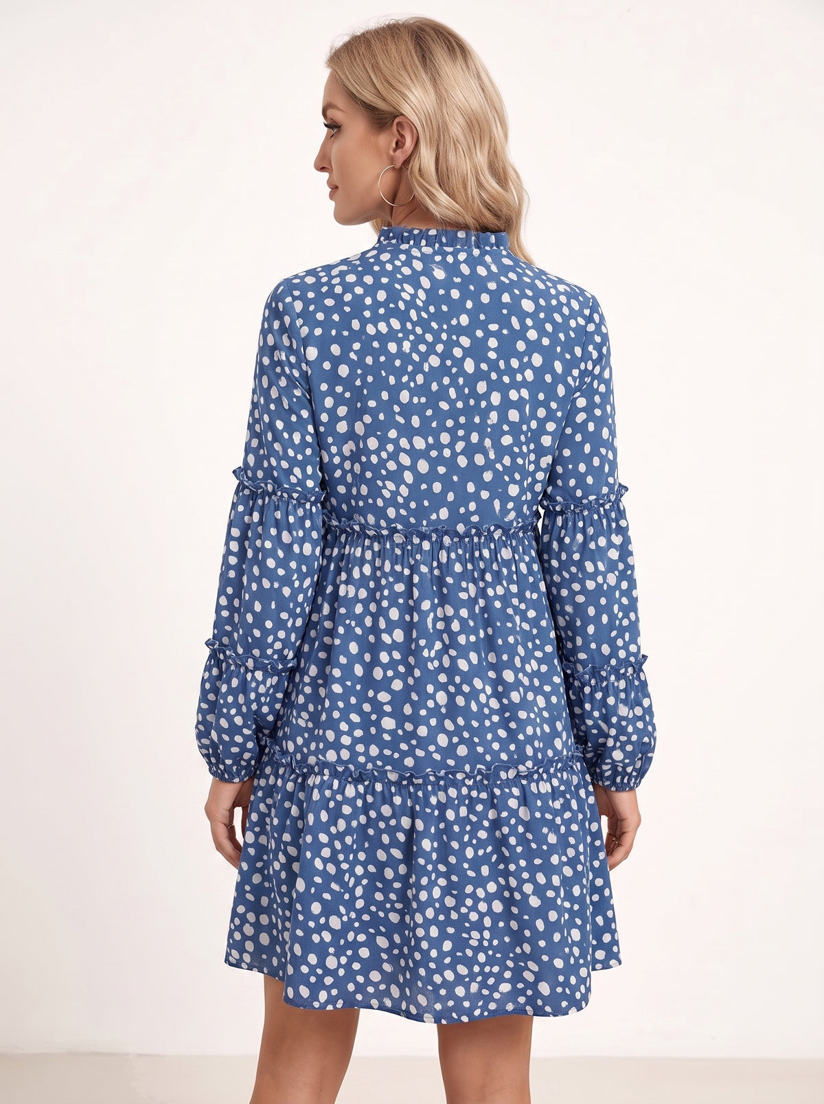 COLETTE | Robe courte à volants et imprimé, manches longues
