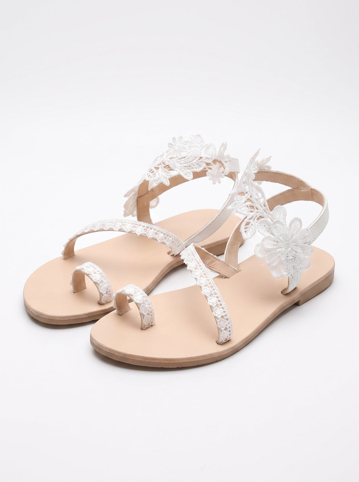 MARGUERITE | Sandales plates à fleur et lanière d'orteil