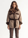GLACIER | Veste sherpa à finitions cuir et poches