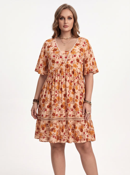 ANAÏS | Robe fleurie au crochet, manches volantées
