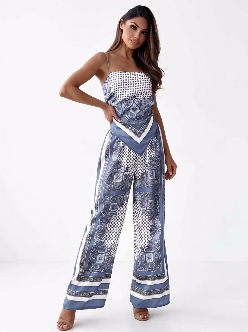 MARBELLA | Ensemble caraco imprimé et pantalon large