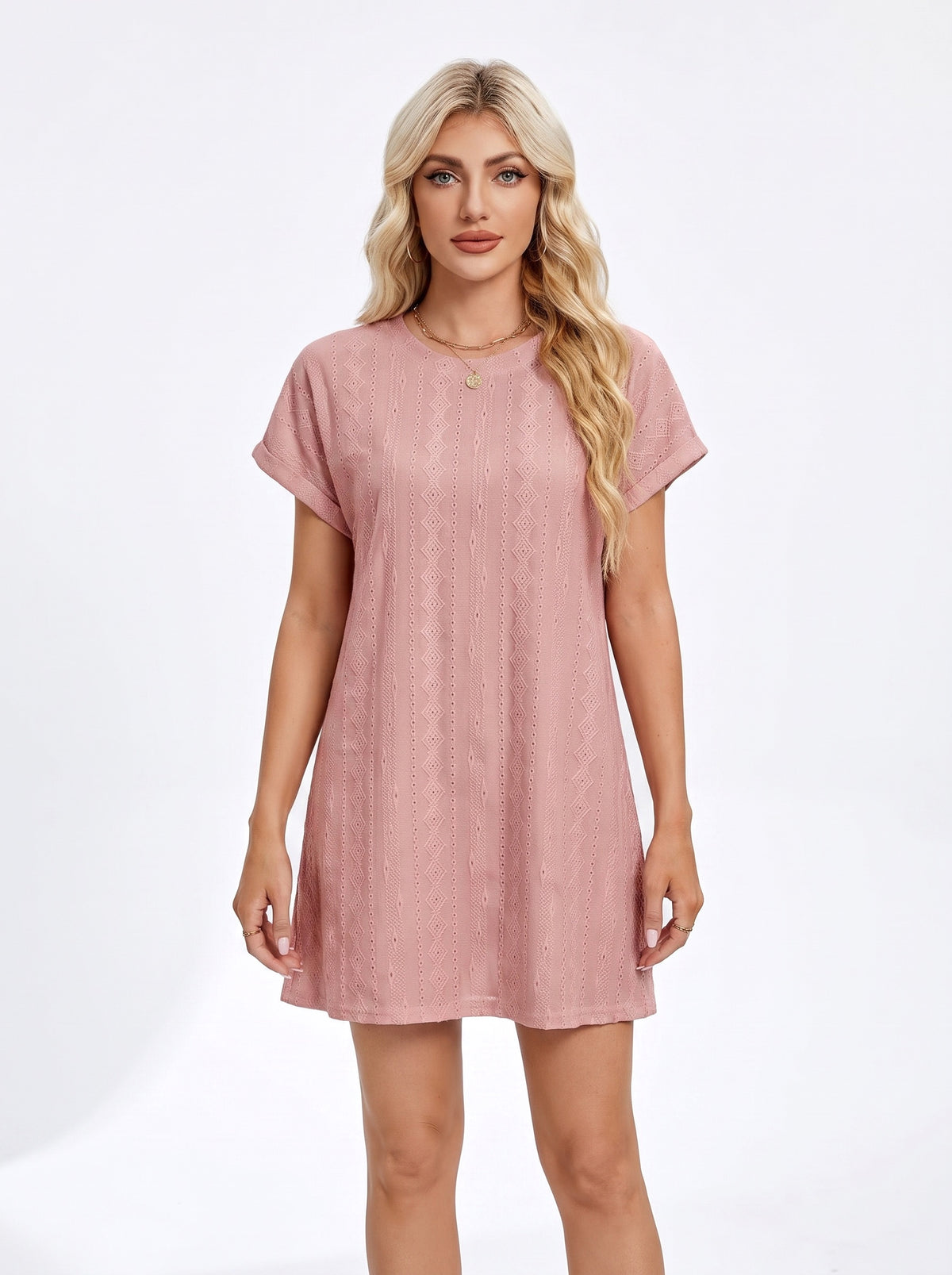 LOU | Robe courte col rond, manches courtes