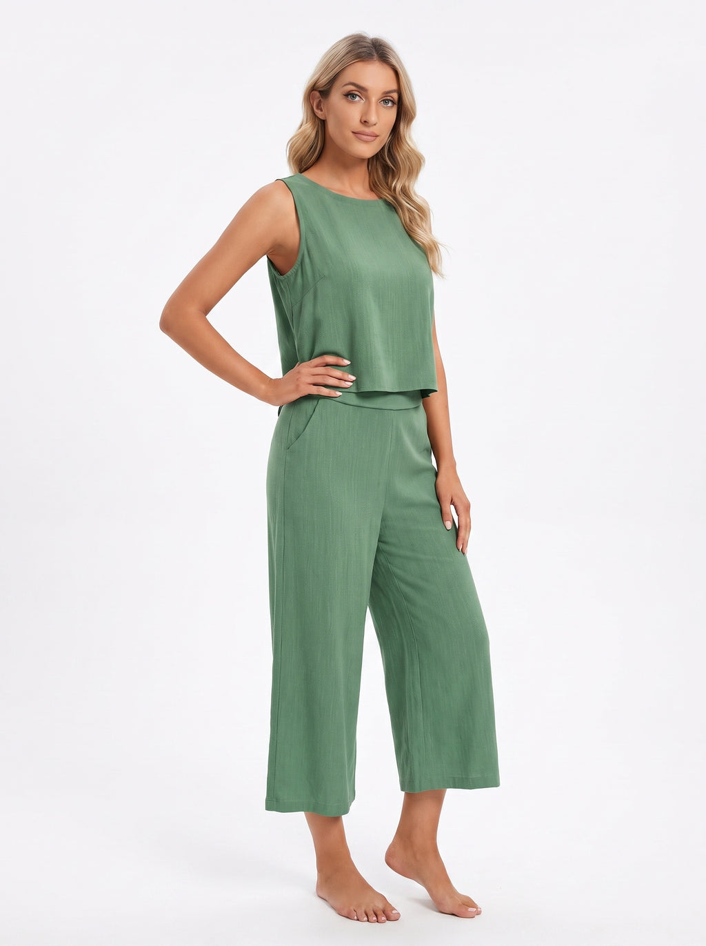 SOFIA | Ensemble débardeur col rond et pantalon large