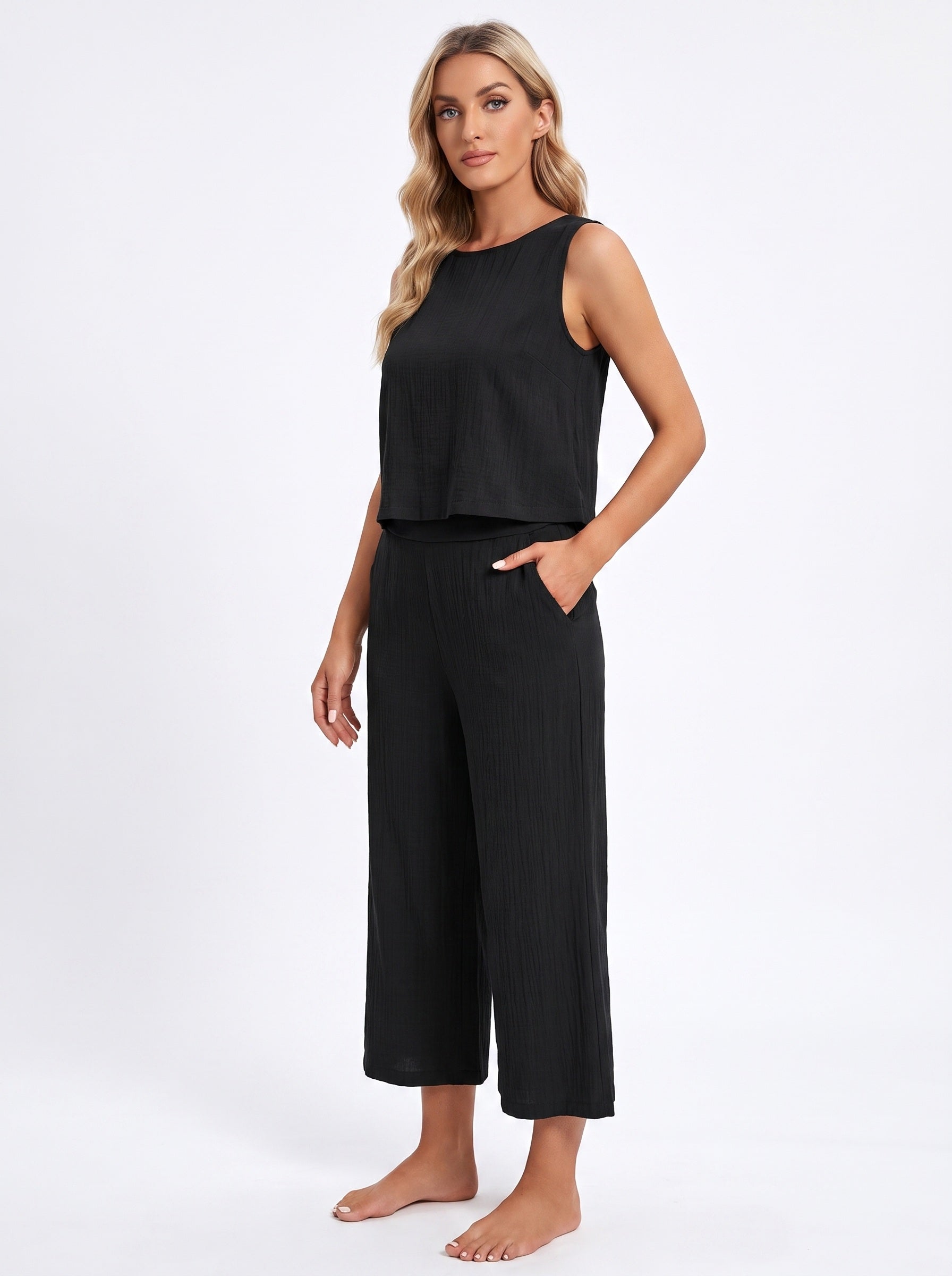 SOFIA | Ensemble débardeur col rond et pantalon large
