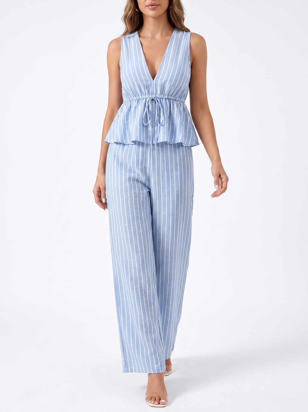 PORTOFINO | Ensemble top rayé sans manches et pantalon large