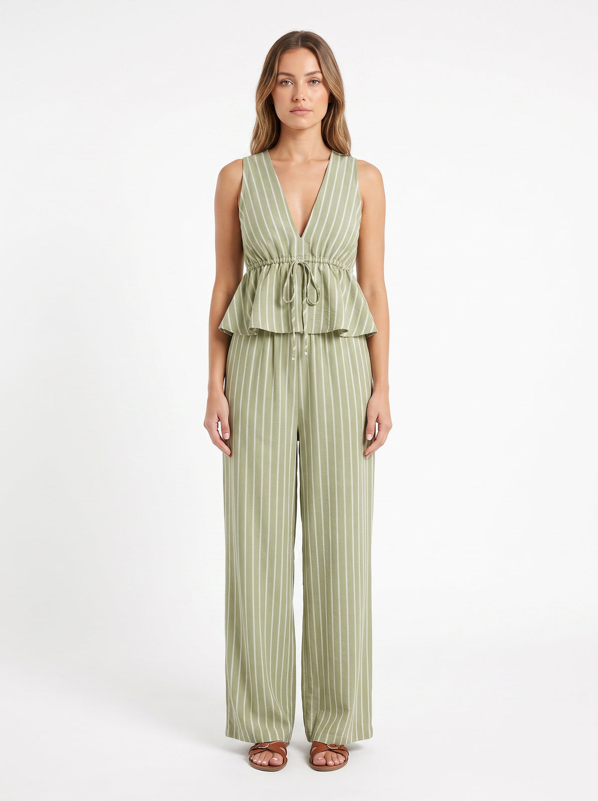PORTOFINO | Ensemble top rayé sans manches et pantalon large