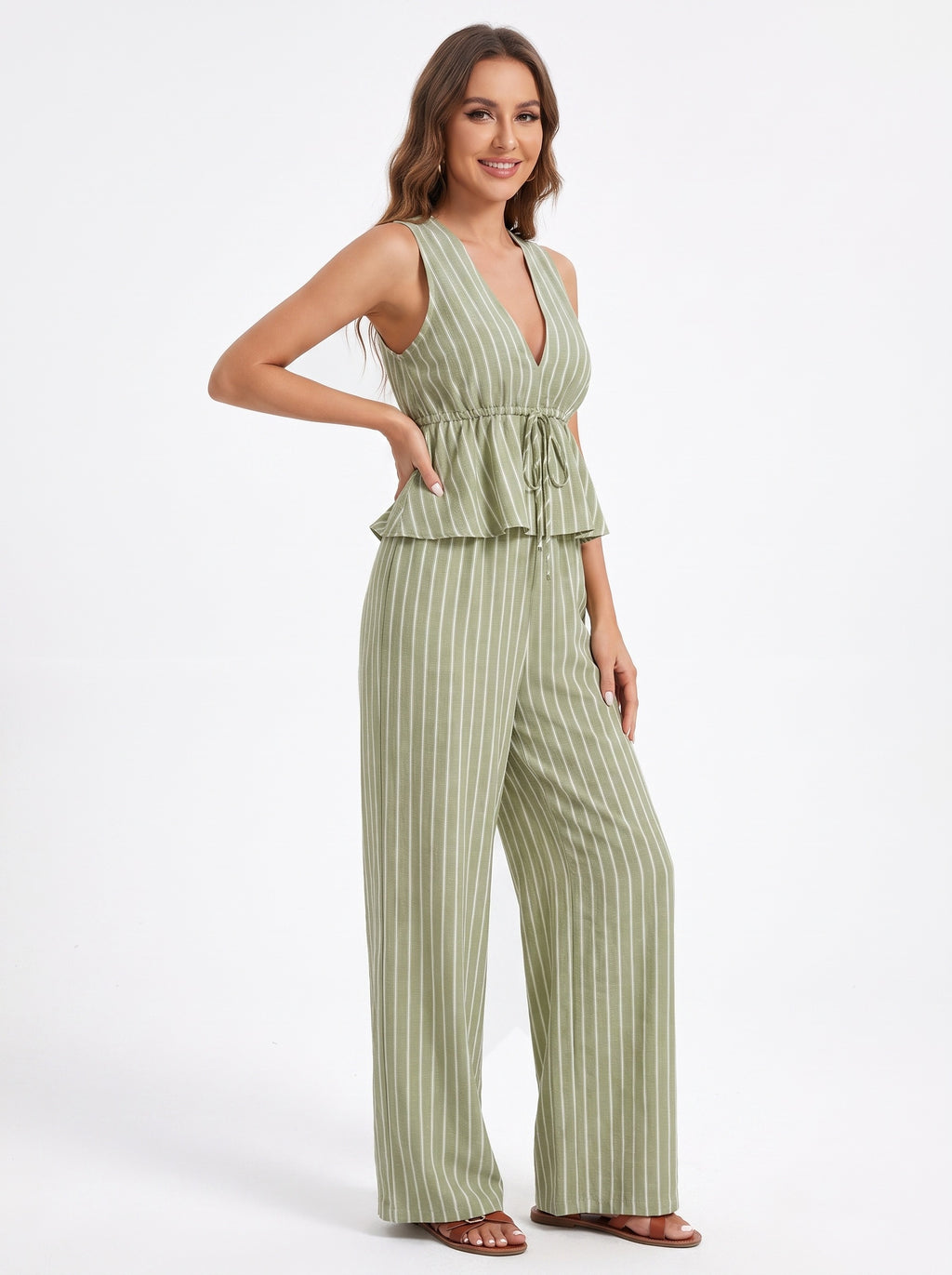 PORTOFINO | Ensemble top rayé sans manches et pantalon large
