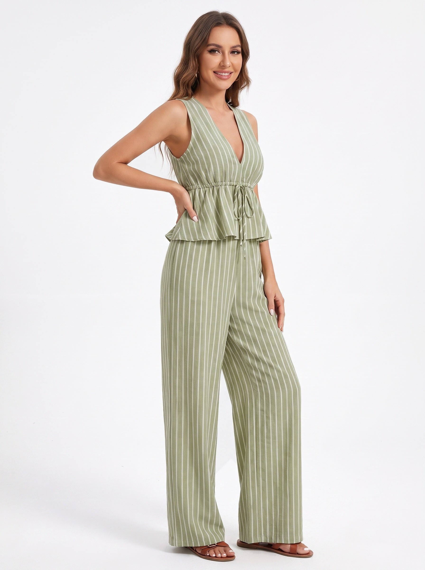 PORTOFINO | Ensemble top rayé sans manches et pantalon large