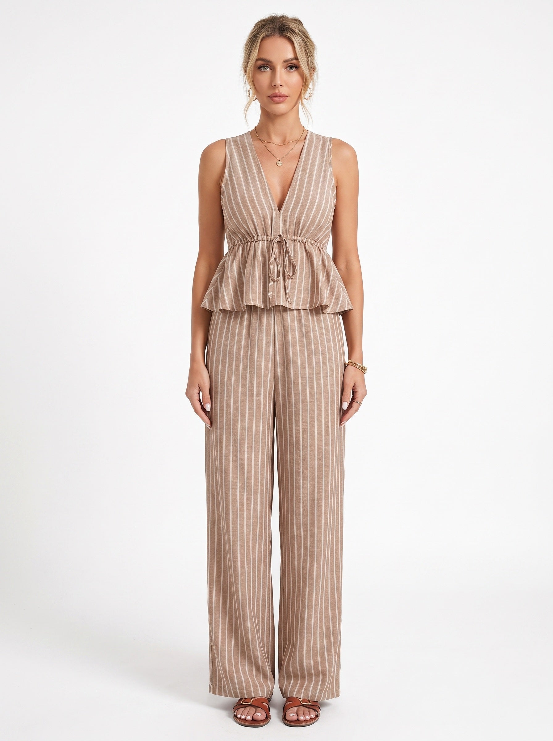 PORTOFINO | Ensemble top rayé sans manches et pantalon large