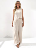 NINA | Ensemble top col rond noué au dos et pantalon