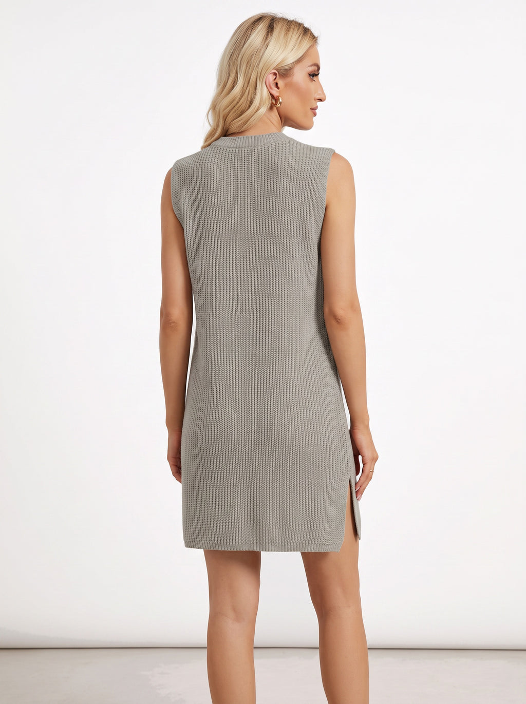 SIENNA | Robe midi en maille sans manches à fente subtile