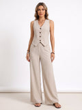 MONACO | Ensemble gilet boutonné col V et pantalon large