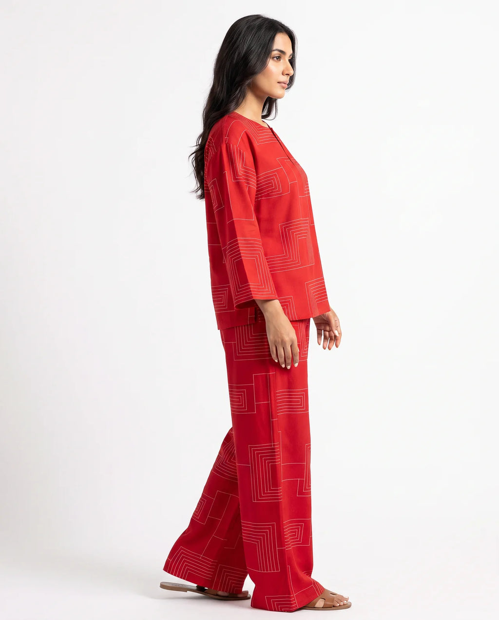 CASSIS | Ensemble ample top et pantalon, imprimé géométrique