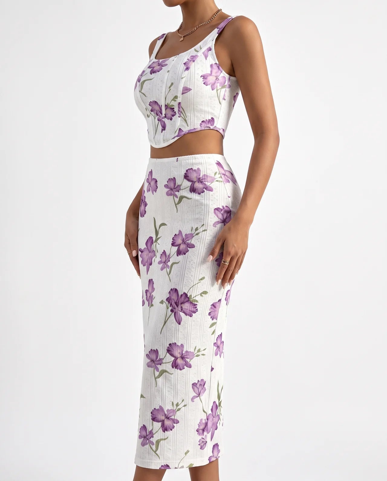 CAPRI | Ensemble top fleuri et jupe moulante