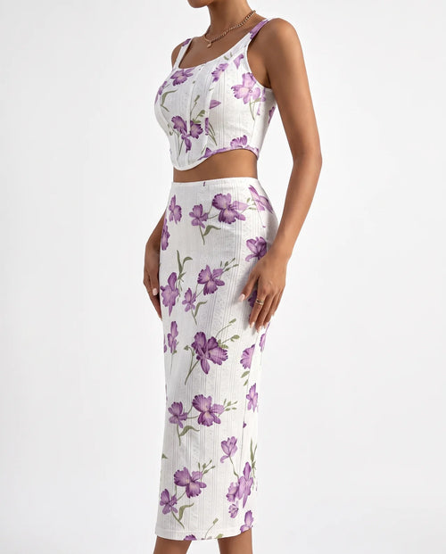 CAPRI | Ensemble top fleuri et jupe moulante